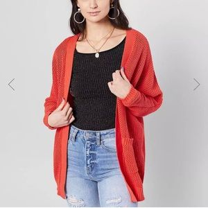 Pointelle dolman cardigan sweater